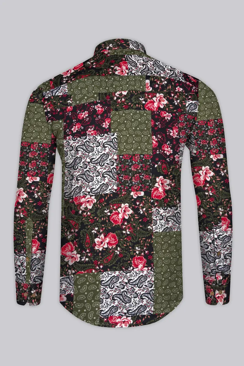 Finch Green With Multicolored Banjara Printed Premium Tencel Kurta Shirt 6
