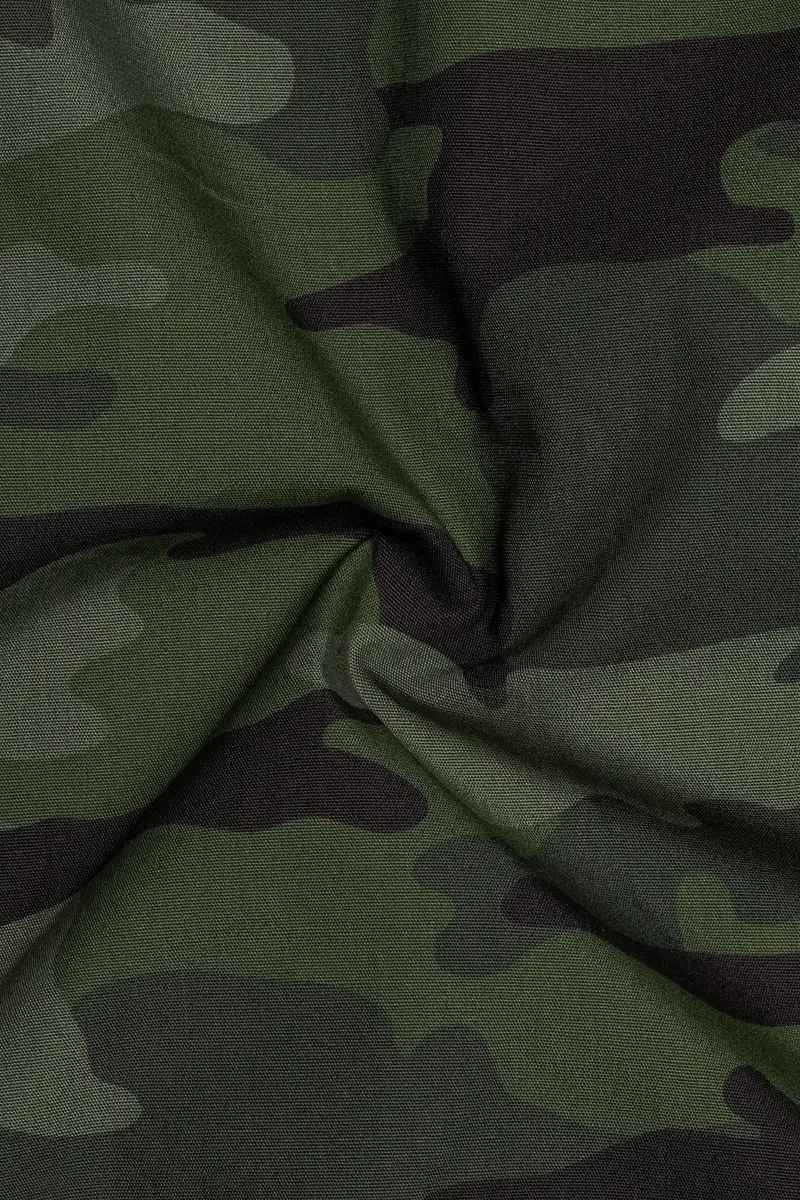 Finch Green With Zeus Brown Camouflage Printed Royal Oxford Designer Shirt 3