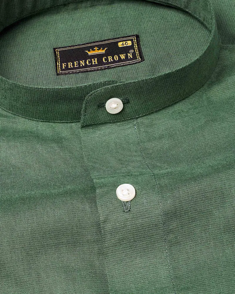 Finlandia Green Luxurious Linen Shirt 1