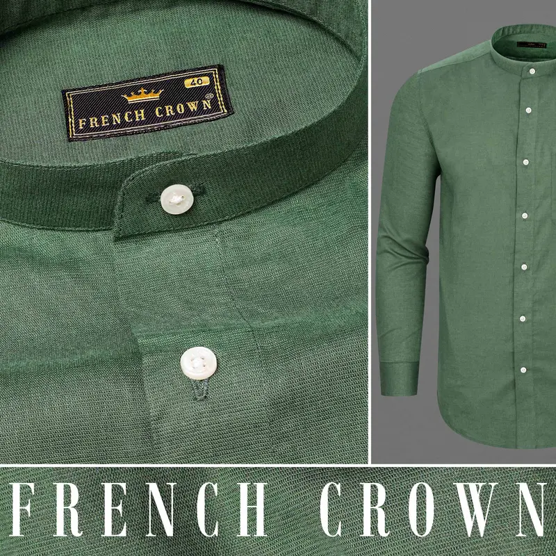 Finlandia Green Luxurious Linen Shirt 10