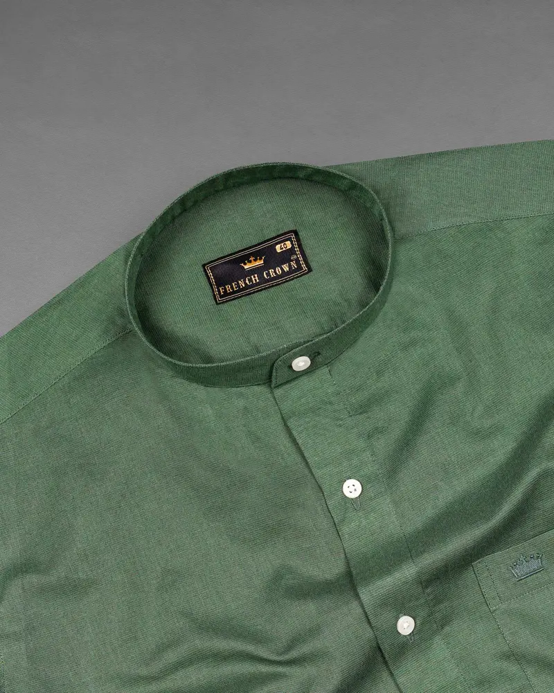 Finlandia Green Luxurious Linen Shirt 4