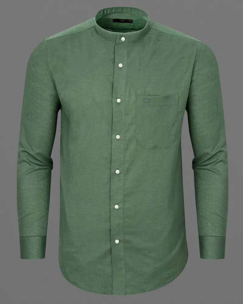 Finlandia Green Luxurious Linen Shirt 5