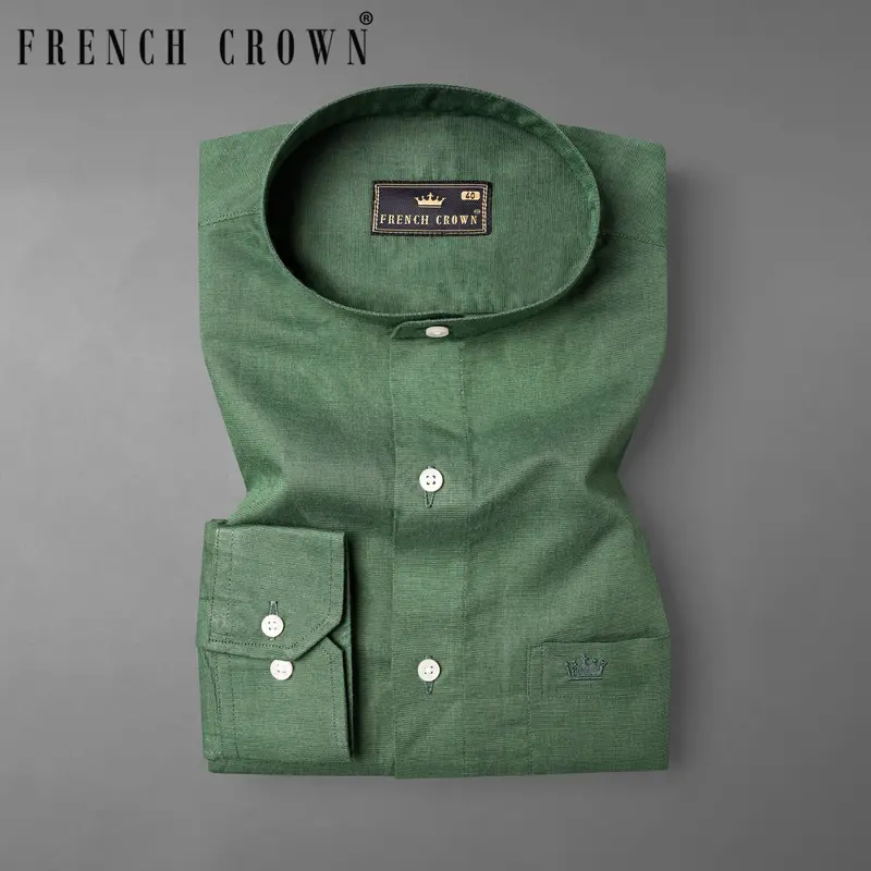 Finlandia Green Luxurious Linen Shirt 7