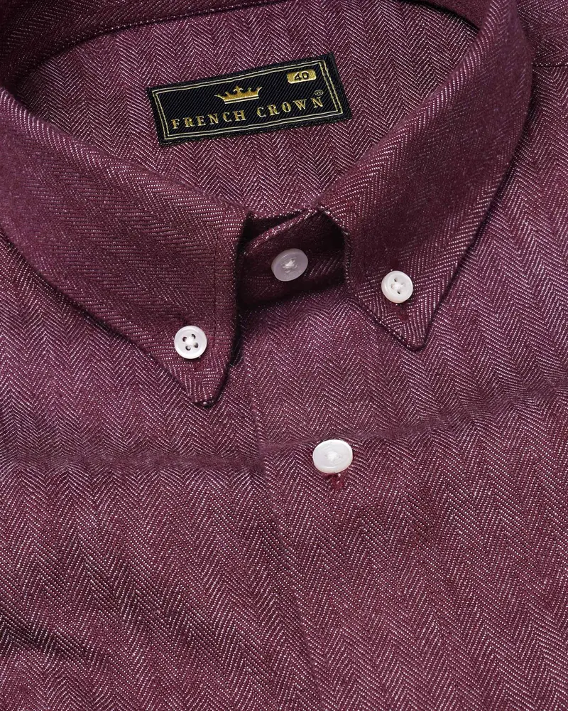 Finn Mauve Heavyweight Herringbone Striped Premium Cotton Overshirt/Shacket 4