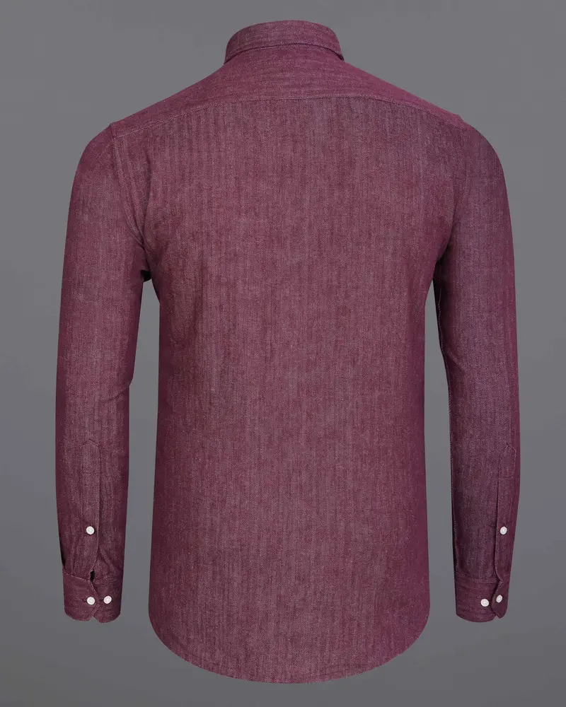 Finn Mauve Heavyweight Herringbone Striped Premium Cotton Overshirt/Shacket 9