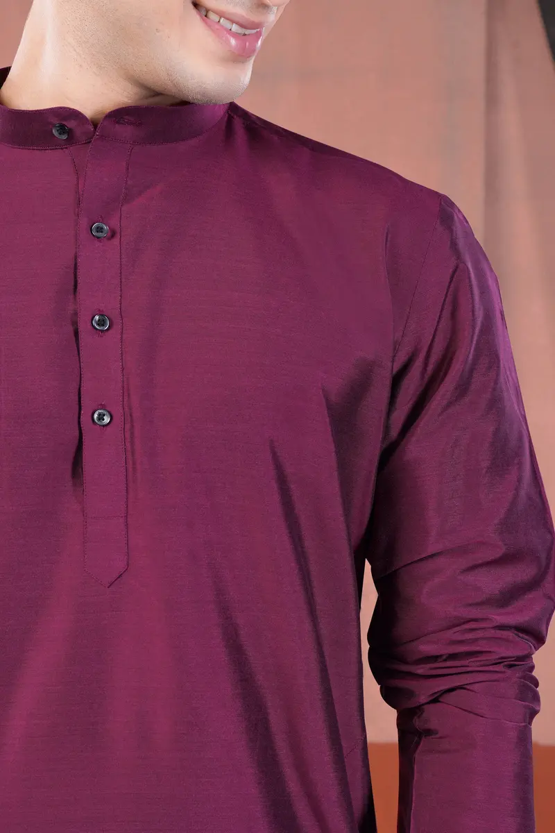Finn Pink Subtle Sheen Viscose Kurta 4