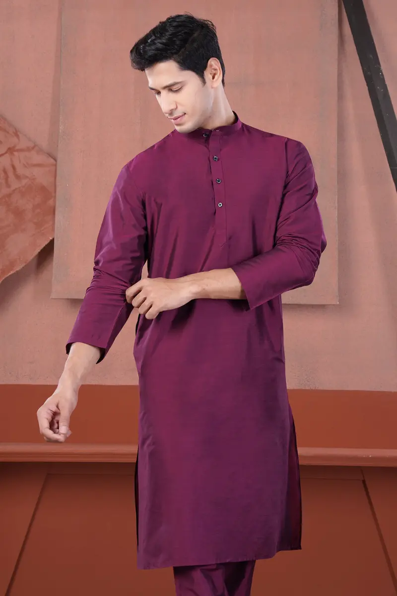 Finn Pink Subtle Sheen Viscose Kurta 5