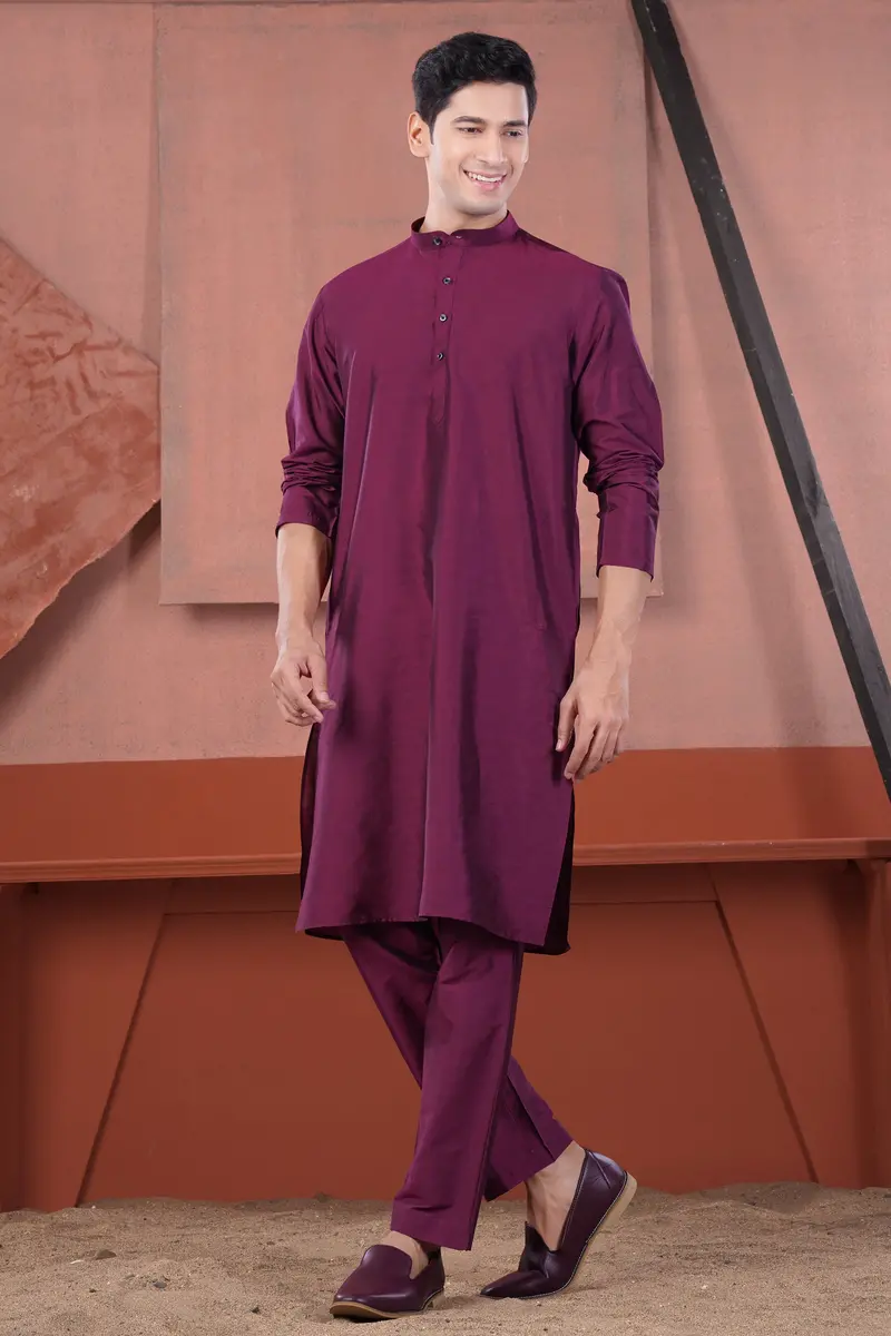 Finn Pink Subtle Sheen Viscose Kurta 8