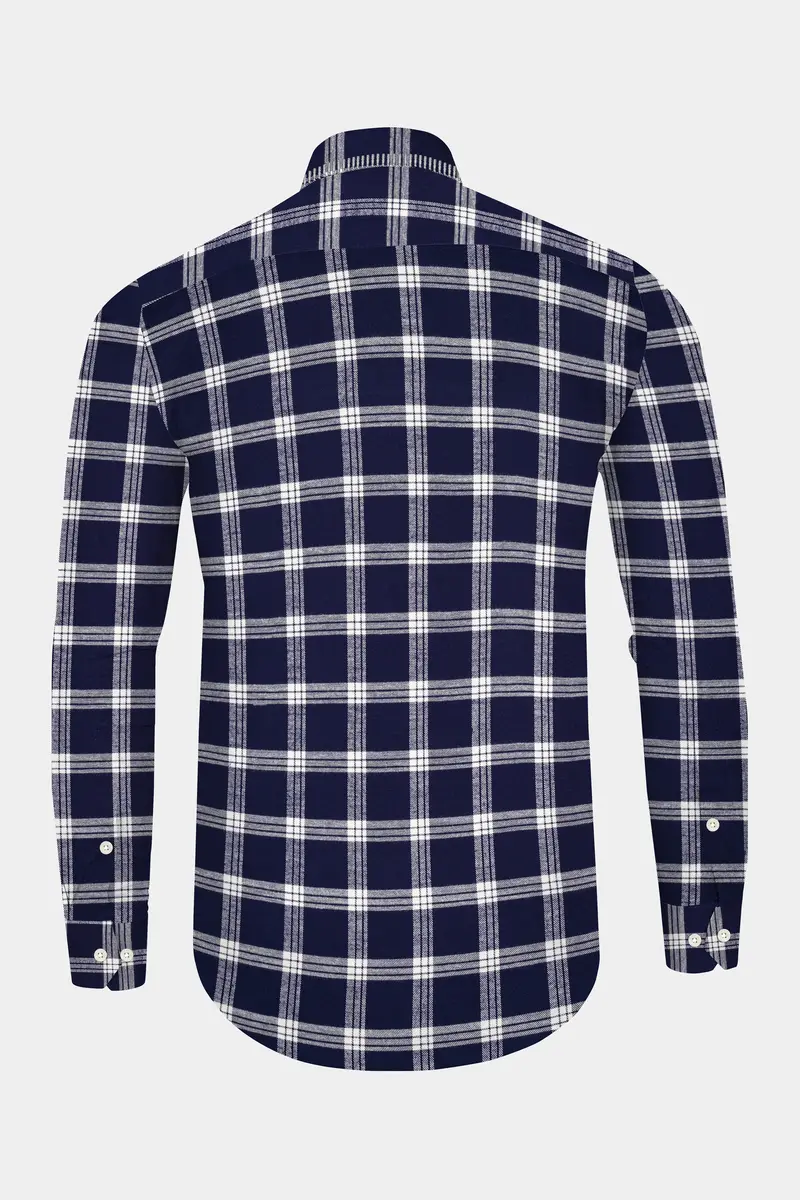 Fiord Blue And Bright White Plaid Flannel Premium Cotton Designer Overshirt/Shacket 7