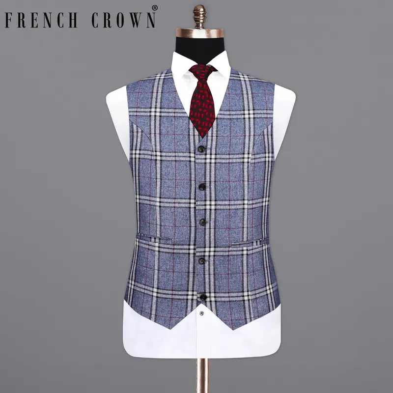 Fiord Blue Plaid Waistcoat 1