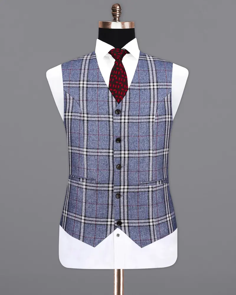 Fiord Blue Plaid Waistcoat 2
