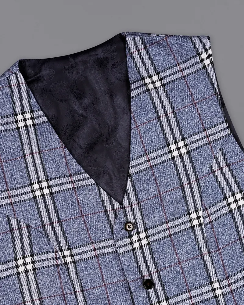 Fiord Blue Plaid Waistcoat 4