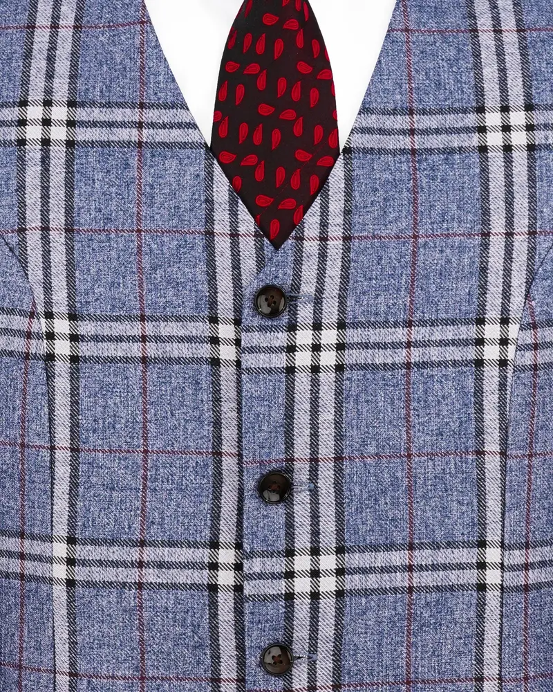 Fiord Blue Plaid Waistcoat 5
