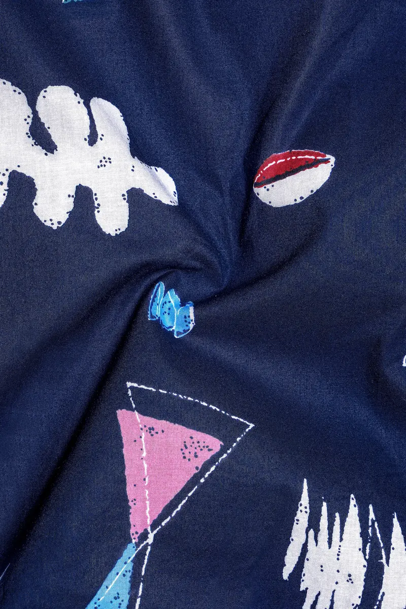 Fiord Blue With Multicolor Printed Premium Cotton Shirt 3
