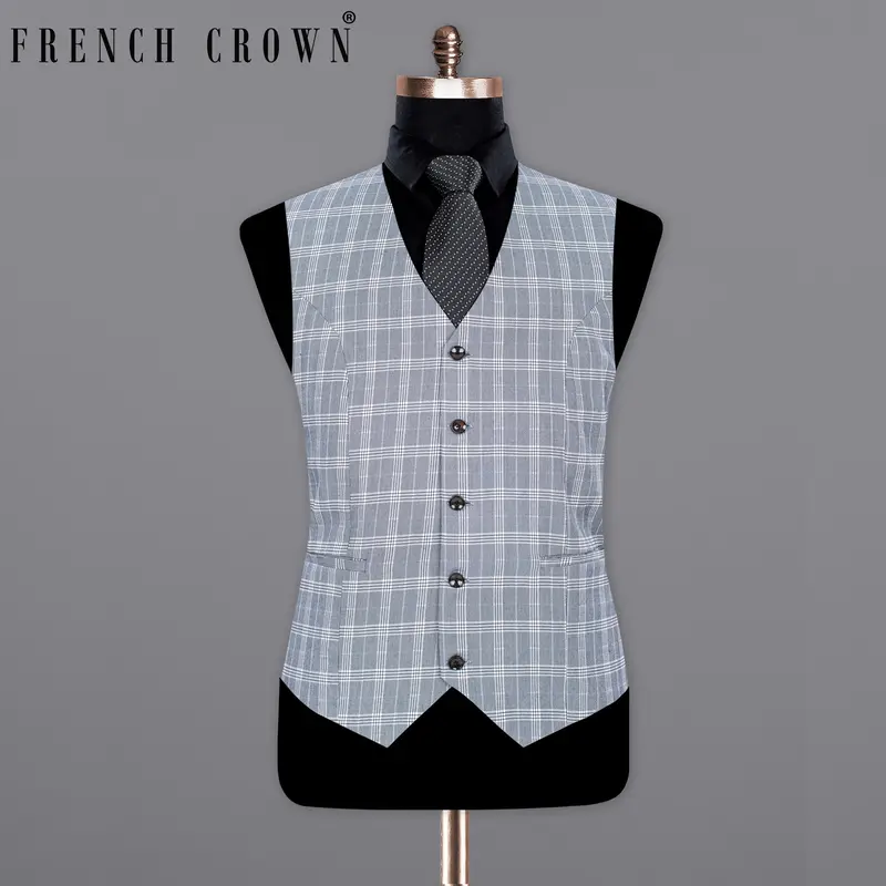 Fiord Grey Plaid Premium Cotton Waistcoat 1