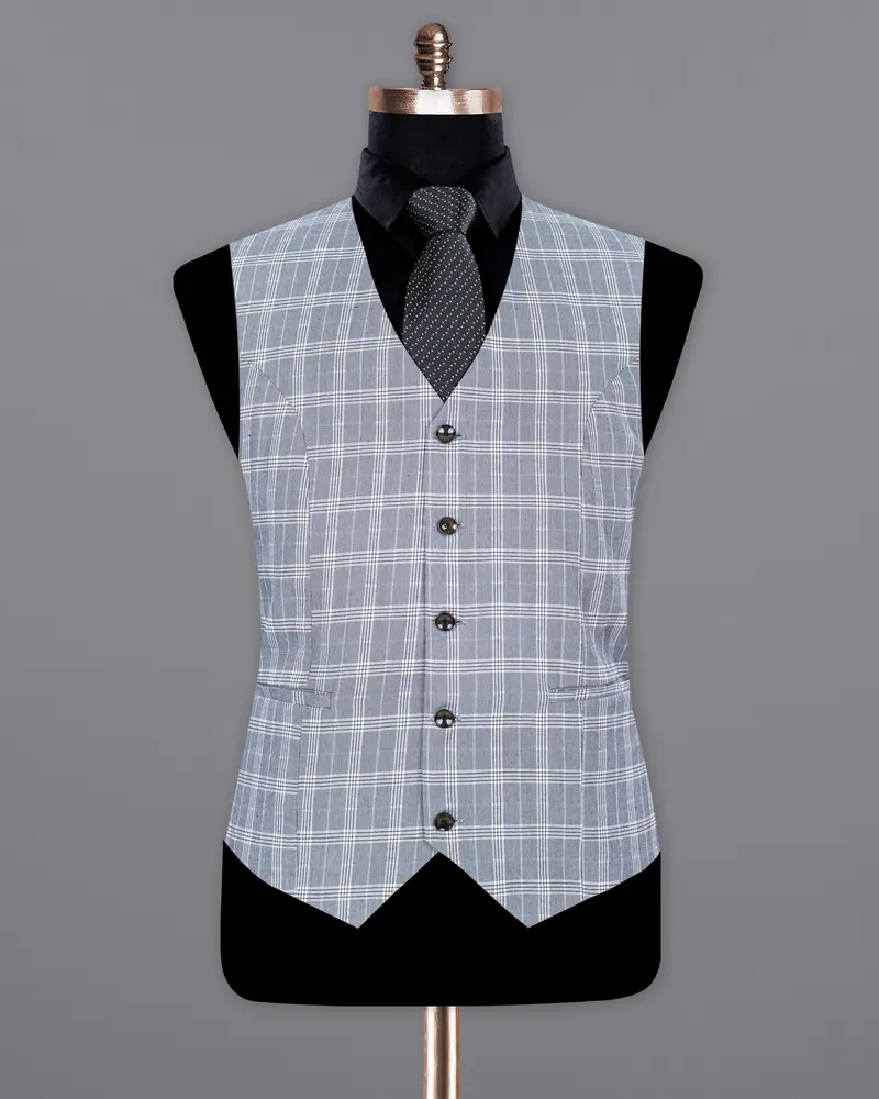 Fiord Grey Plaid Premium Cotton Waistcoat 2