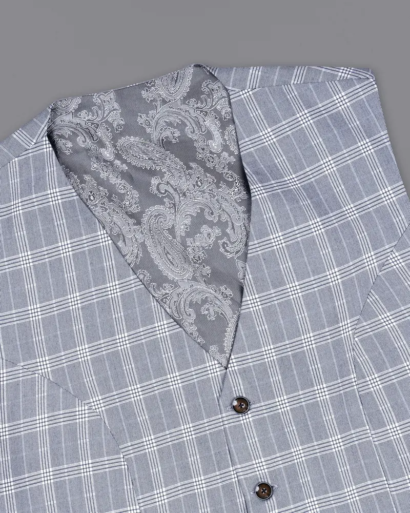 Fiord Grey Plaid Premium Cotton Waistcoat 4