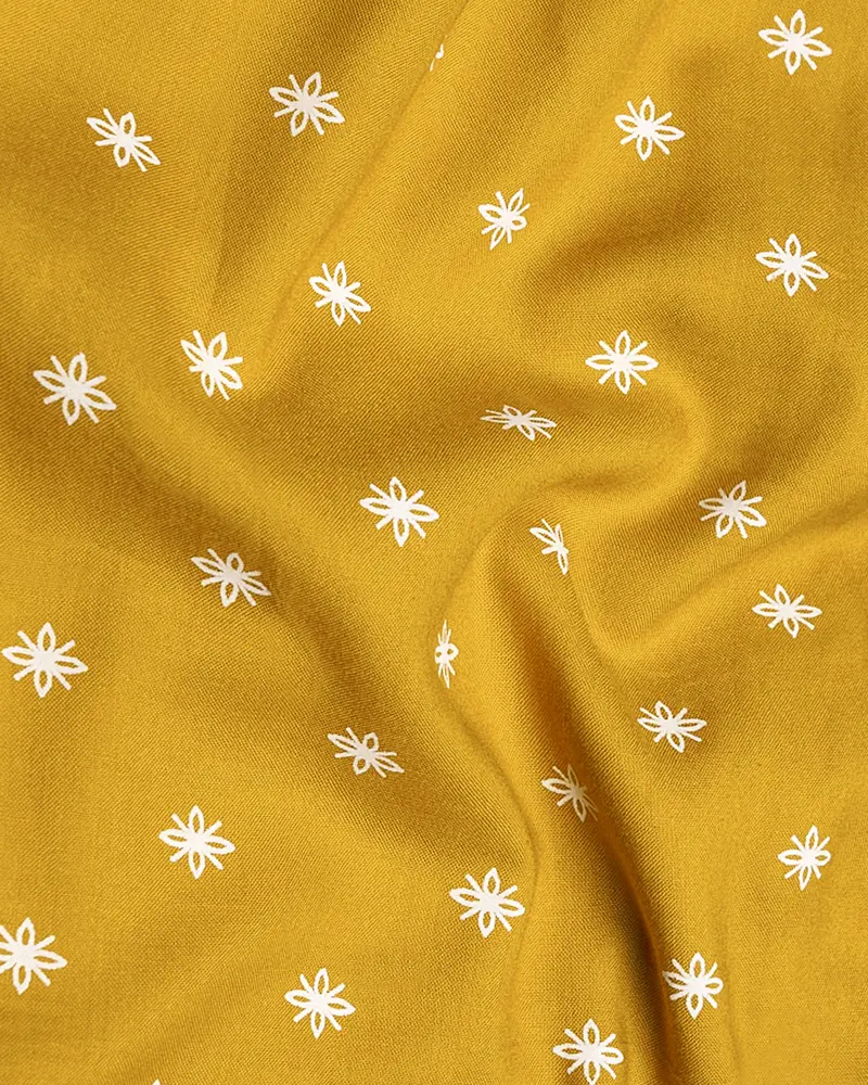 Fire Bush Yellow Textured Premium Tencel Shirt 2