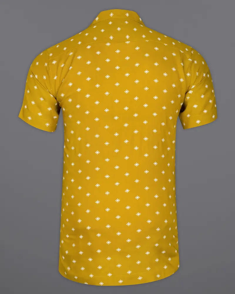 Fire Bush Yellow Textured Premium Tencel Shirt 6