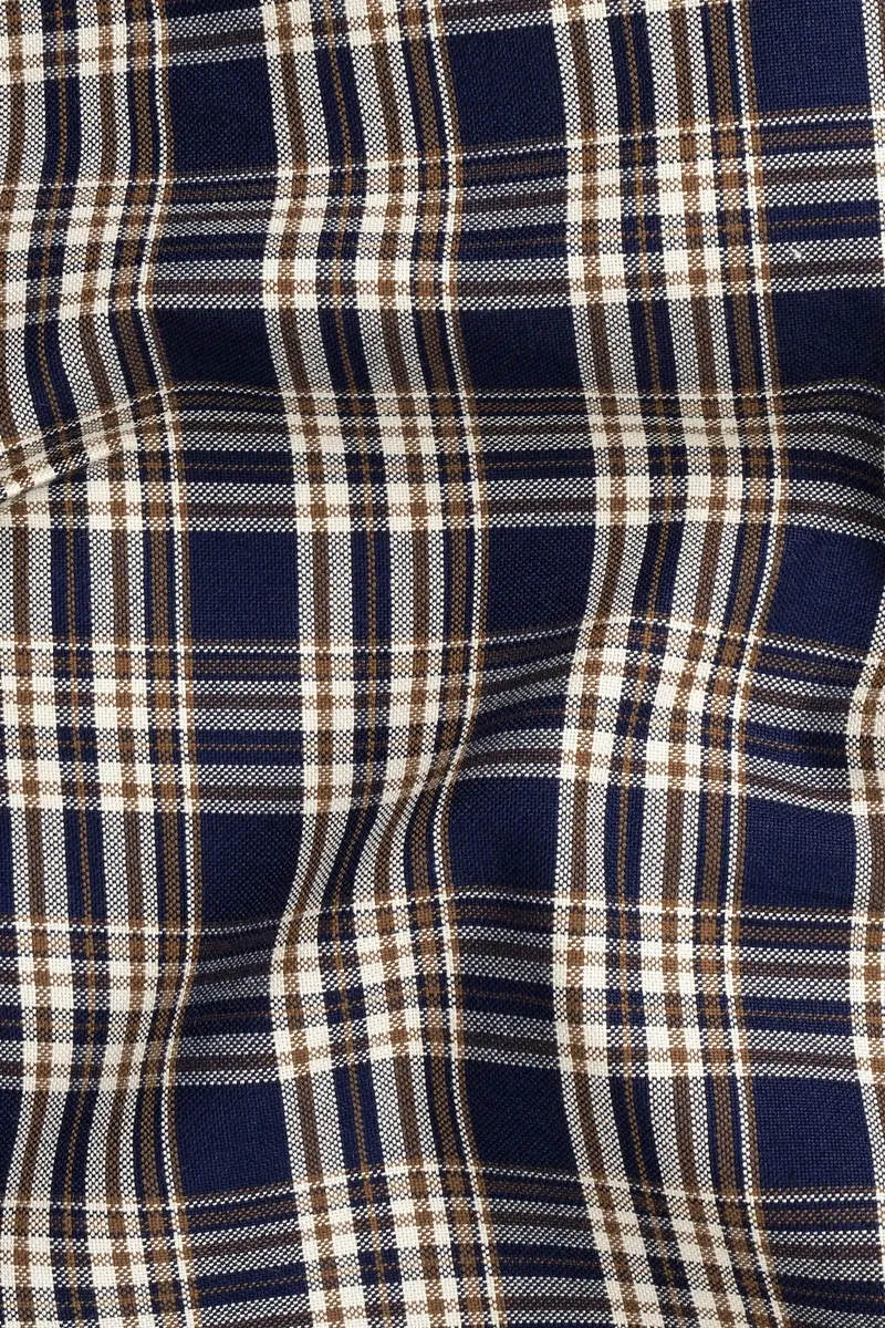 Firefly Blue And Walnut Brown Plaid Royal Oxford Shirt 2
