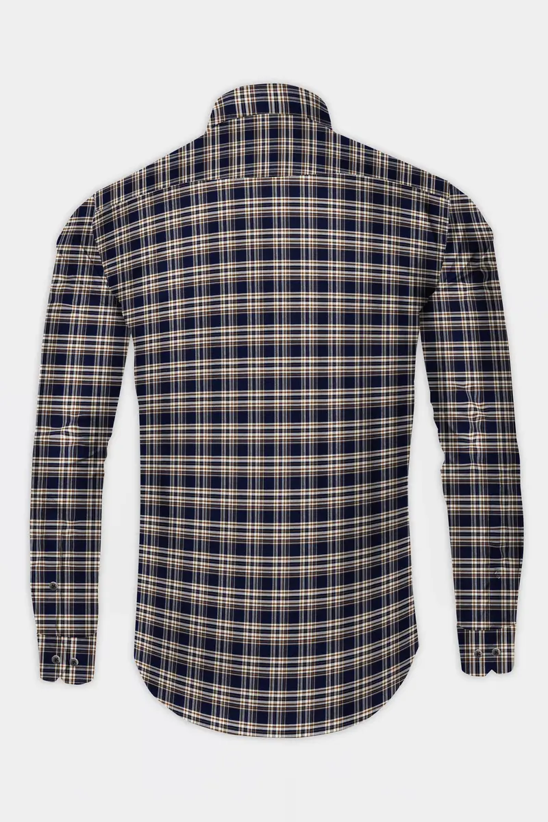 Firefly Blue And Walnut Brown Plaid Royal Oxford Shirt 5