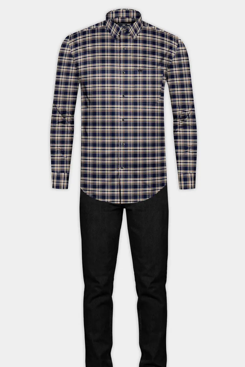 Firefly Blue And Walnut Brown Plaid Royal Oxford Shirt 6