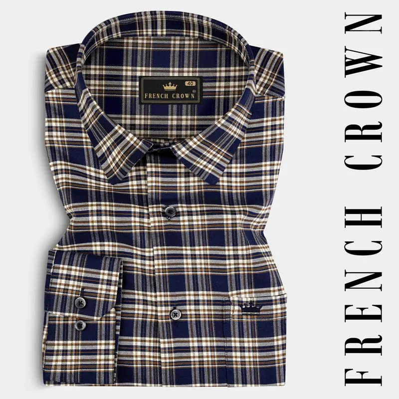 Firefly Blue And Walnut Brown Plaid Royal Oxford Shirt 7