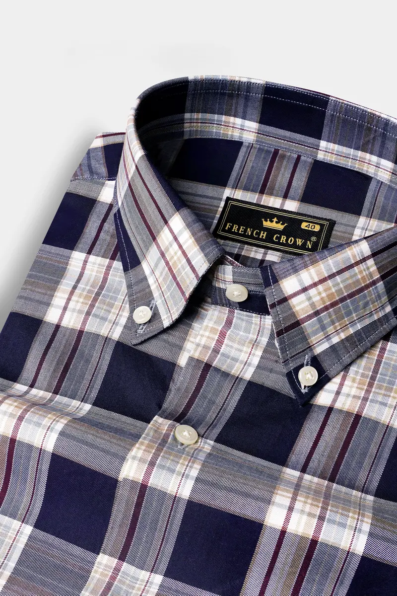 Firefly Blue Checked Twill Premium Cotton Shirt 1