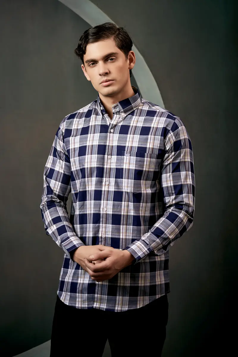 Firefly Blue Checked Twill Premium Cotton Shirt 10