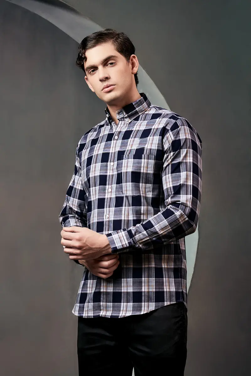 Firefly Blue Checked Twill Premium Cotton Shirt 11