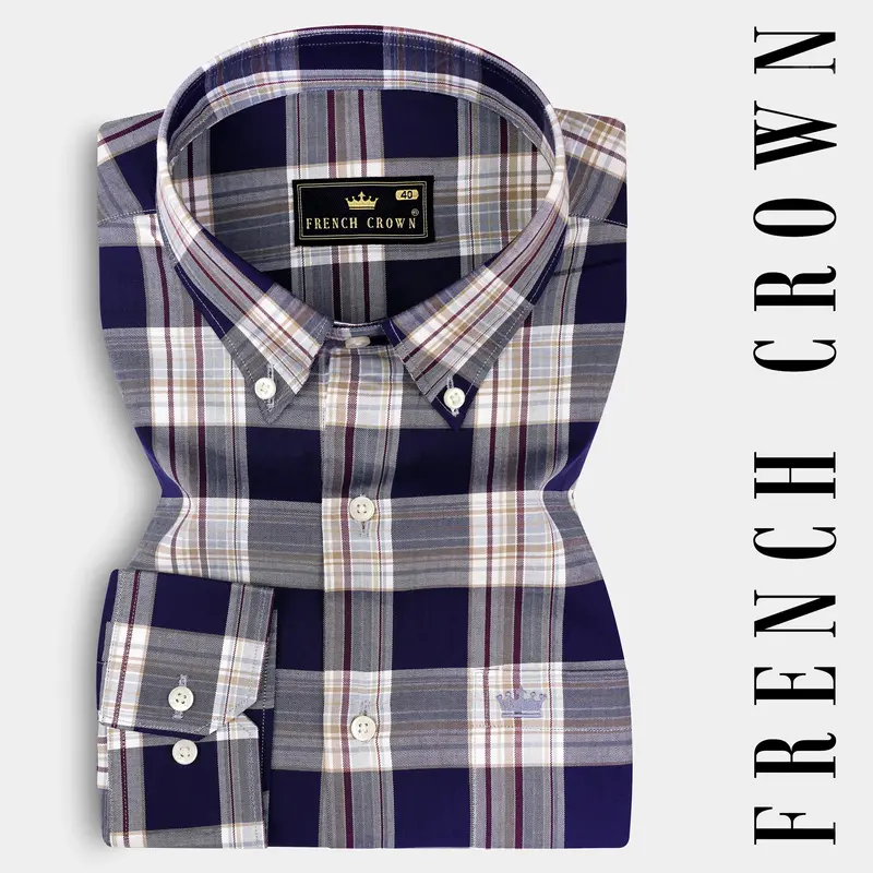 Firefly Blue Checked Twill Premium Cotton Shirt 12