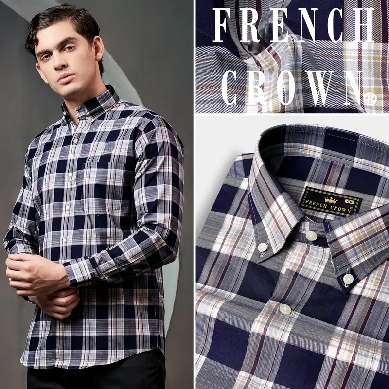 Firefly Blue Checked Twill Premium Cotton Shirt 13