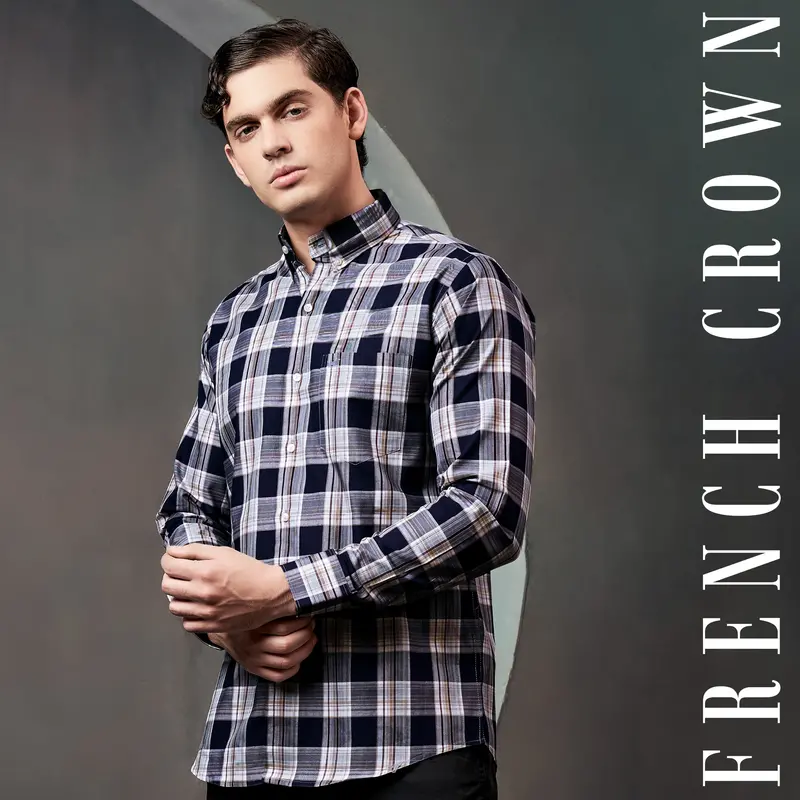 Firefly Blue Checked Twill Premium Cotton Shirt 14