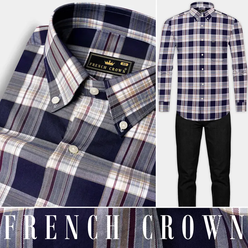 Firefly Blue Checked Twill Premium Cotton Shirt 16