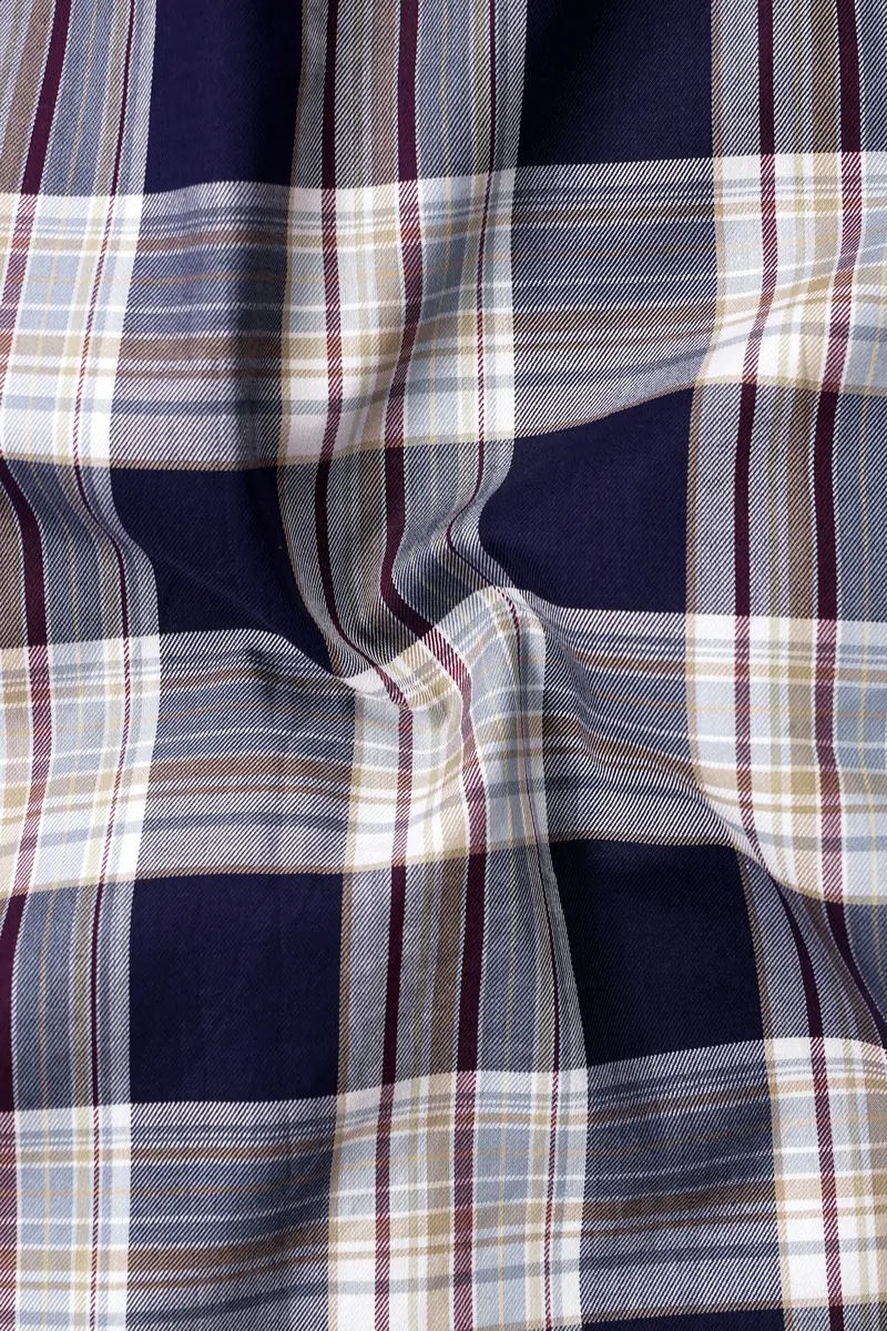 Firefly Blue Checked Twill Premium Cotton Shirt 2
