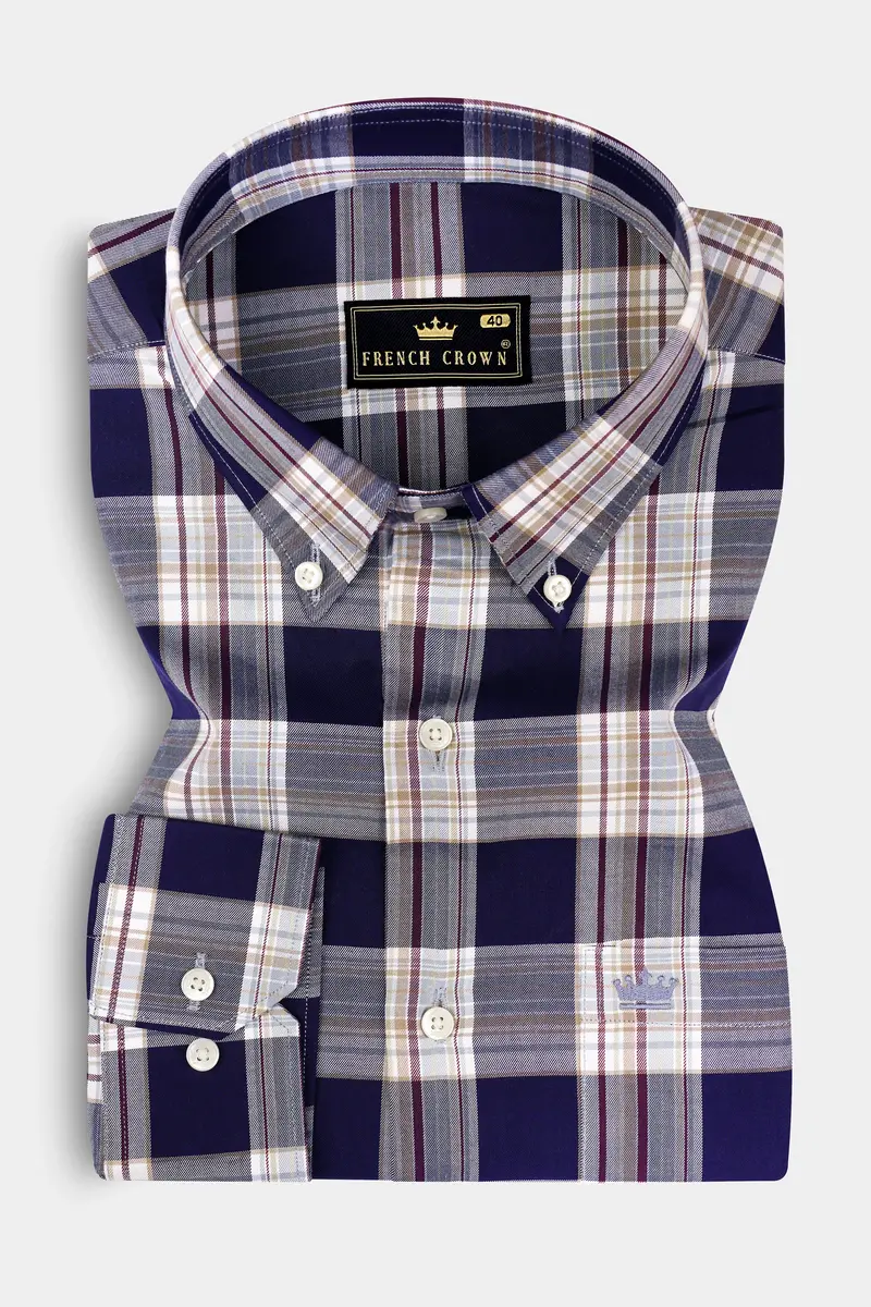 Firefly Blue Checked Twill Premium Cotton Shirt 3