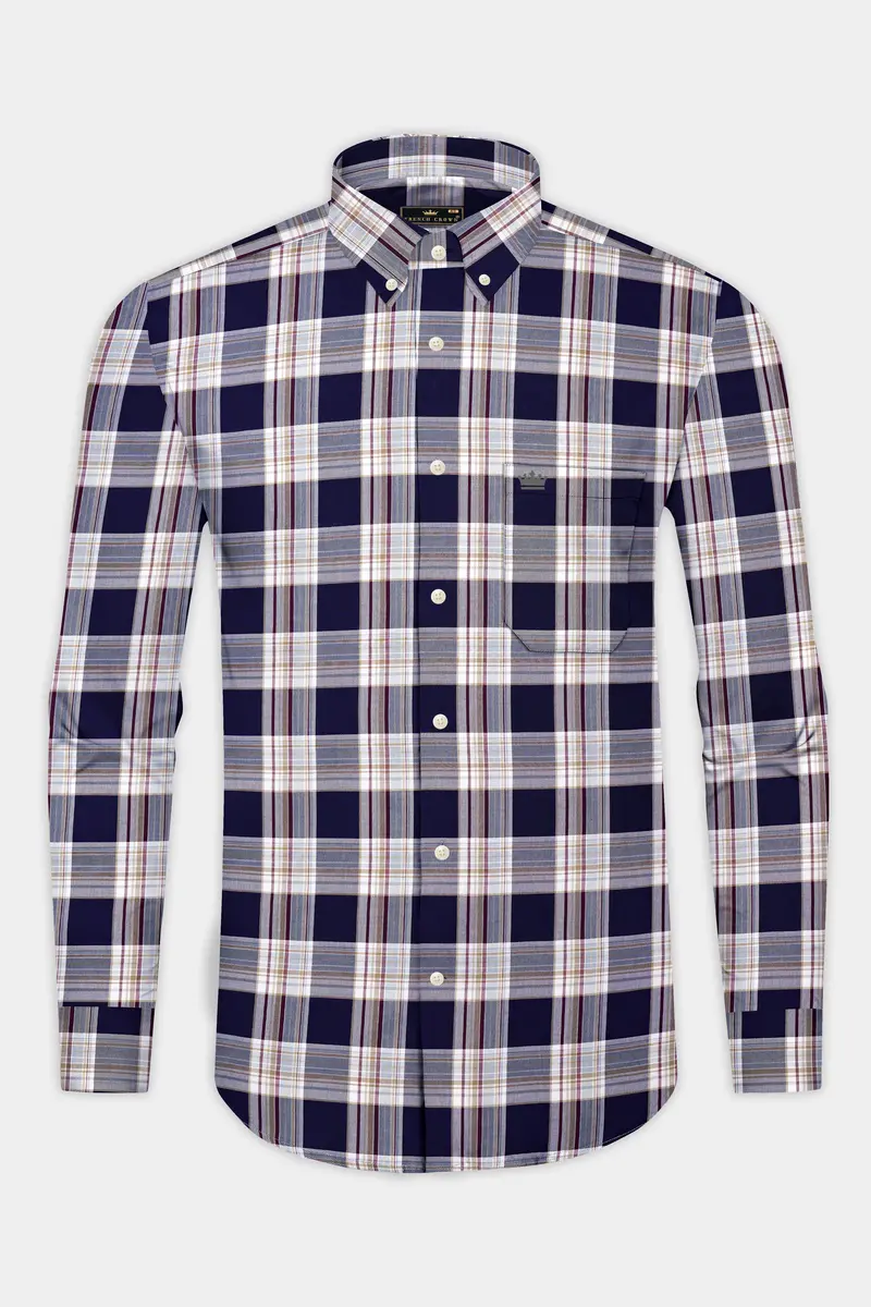 Firefly Blue Checked Twill Premium Cotton Shirt 4