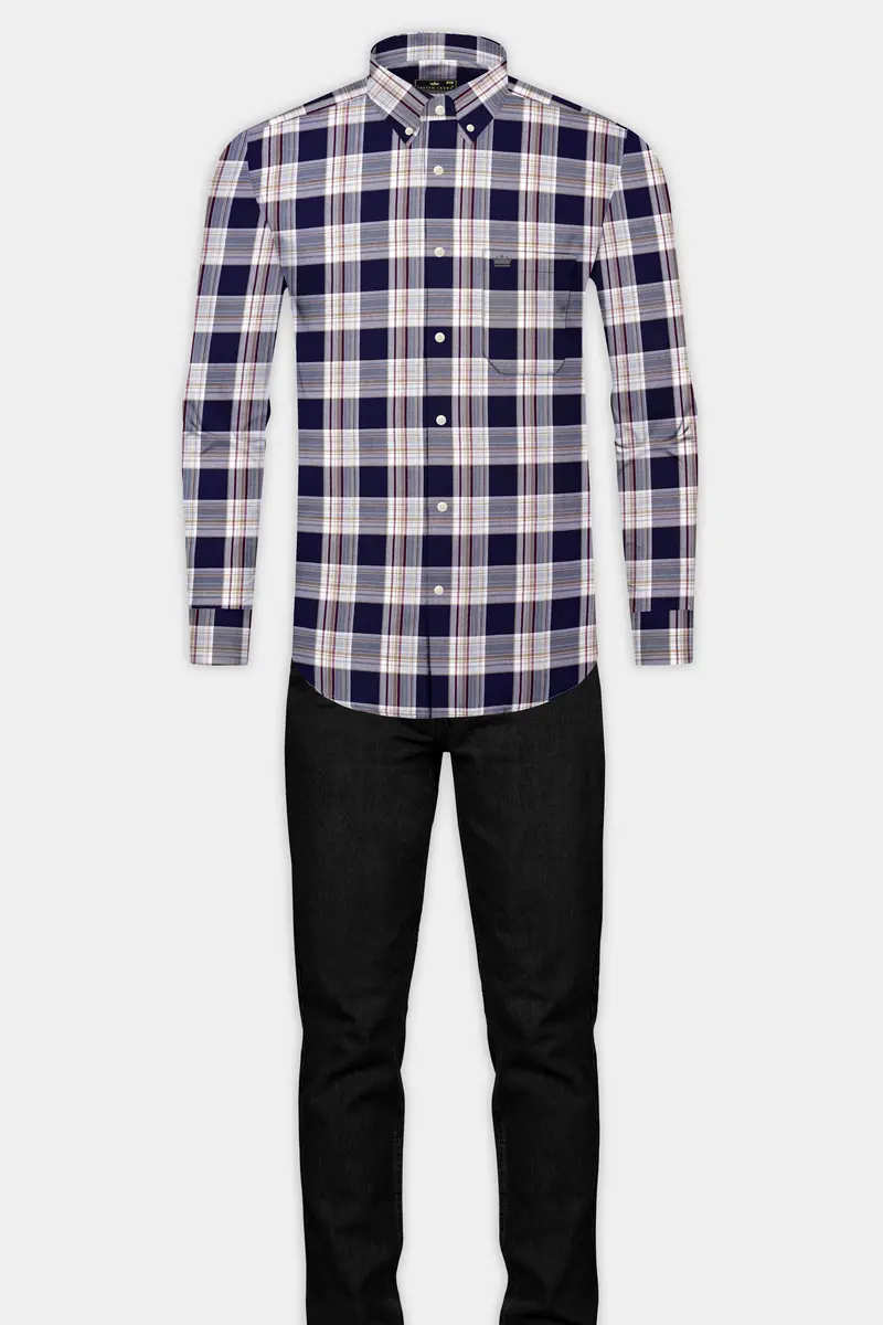 Firefly Blue Checked Twill Premium Cotton Shirt 6