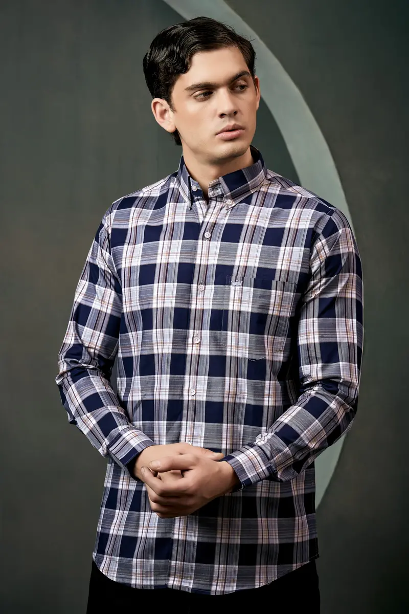 Firefly Blue Checked Twill Premium Cotton Shirt 7