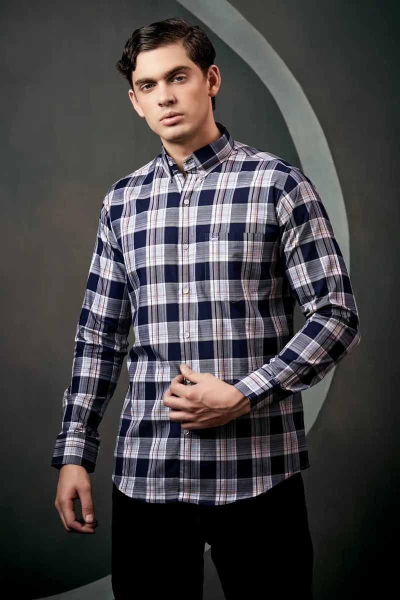 Firefly Blue Checked Twill Premium Cotton Shirt 8