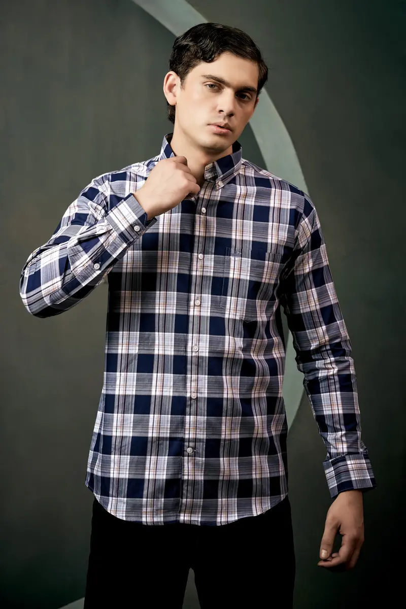 Firefly Blue Checked Twill Premium Cotton Shirt 9