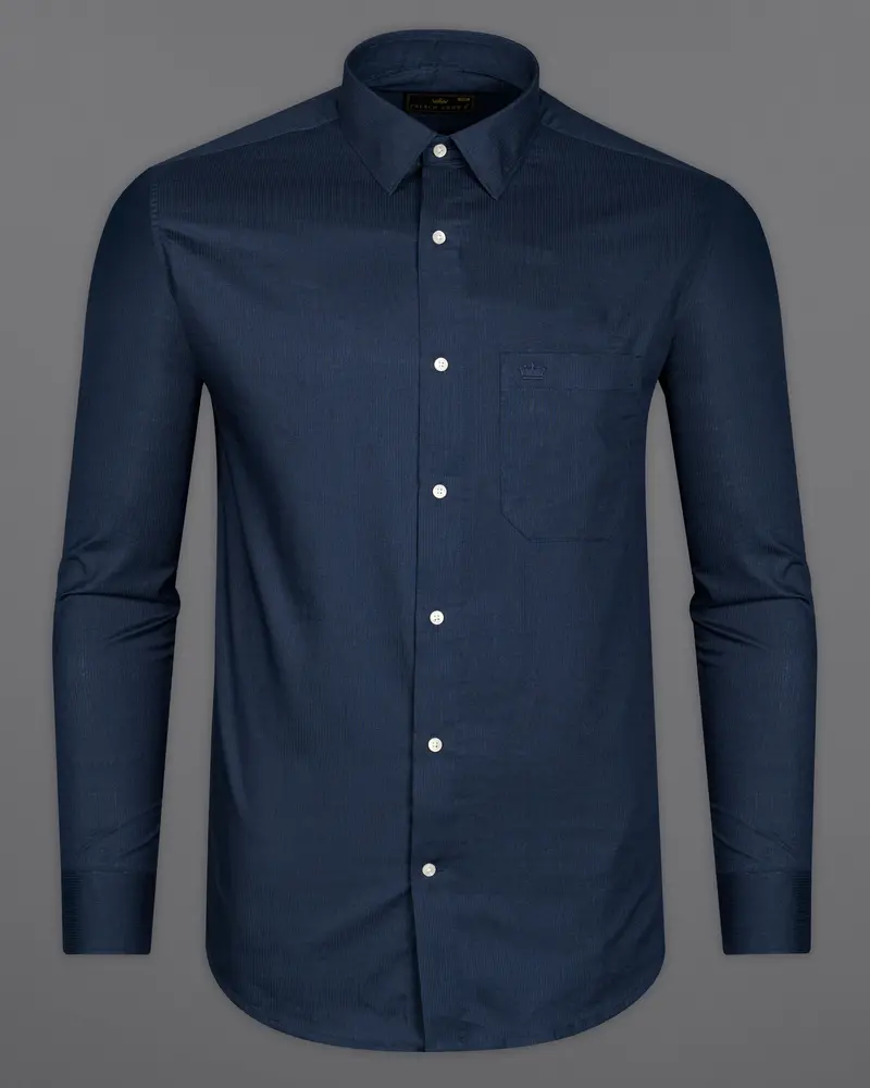 Firefly Blue Dobby Textured Premium Giza Cotton Shirt 5