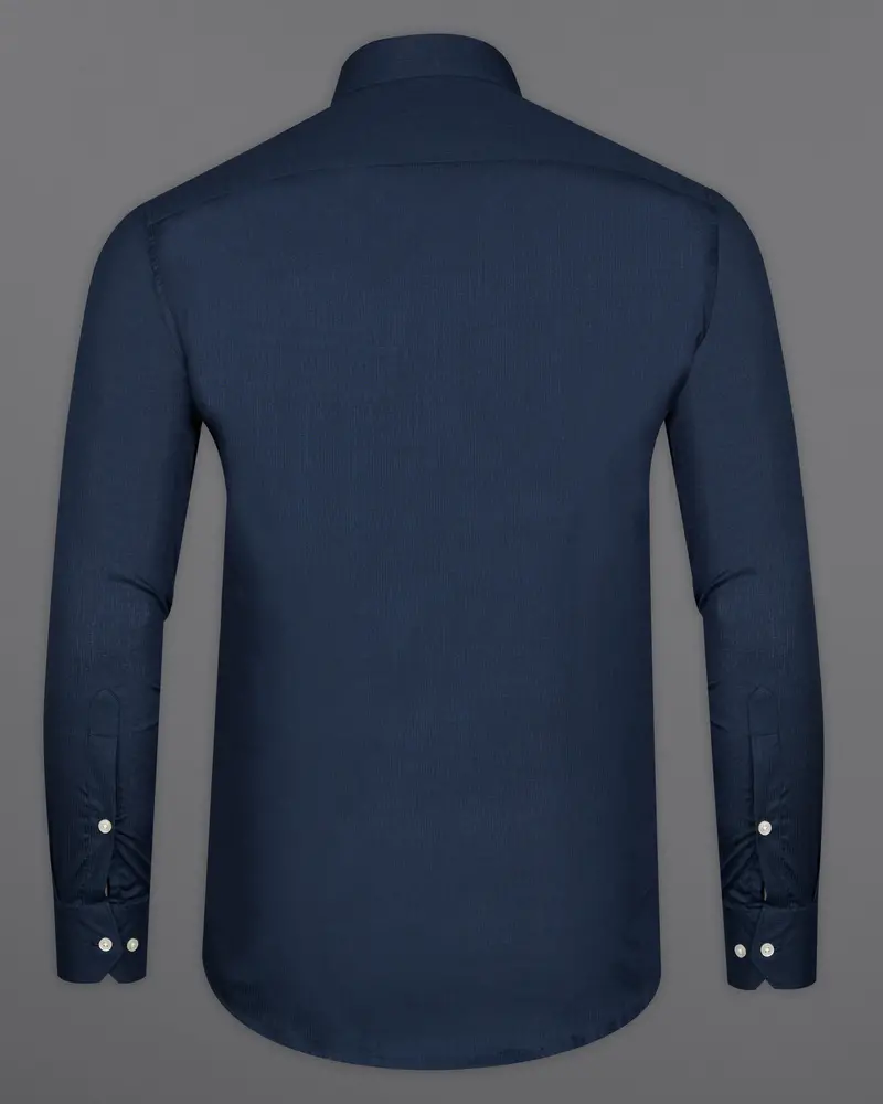 Firefly Blue Dobby Textured Premium Giza Cotton Shirt 6
