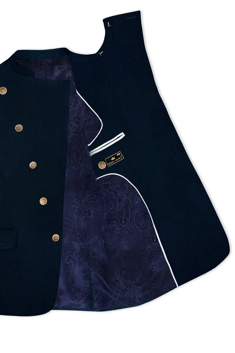 Firefly Blue Premium Cotton Cross Placket Bandhgala Suit 5