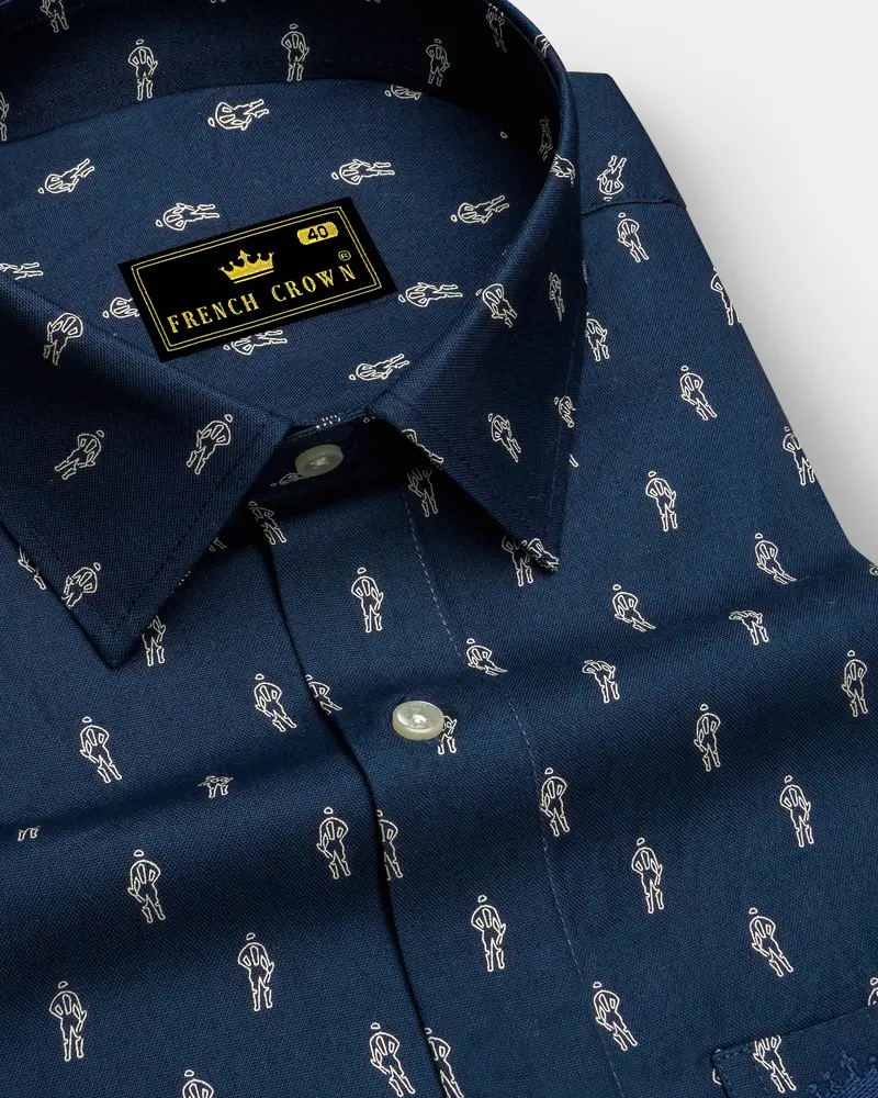 Firefly Blue Printed Royal Oxford Shirt 1