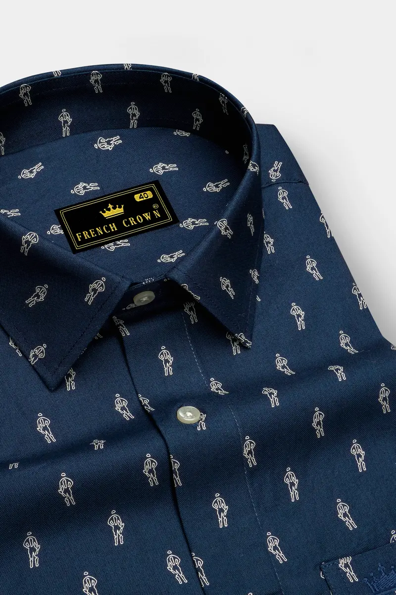 Firefly Blue Printed Royal Oxford Shirt 2