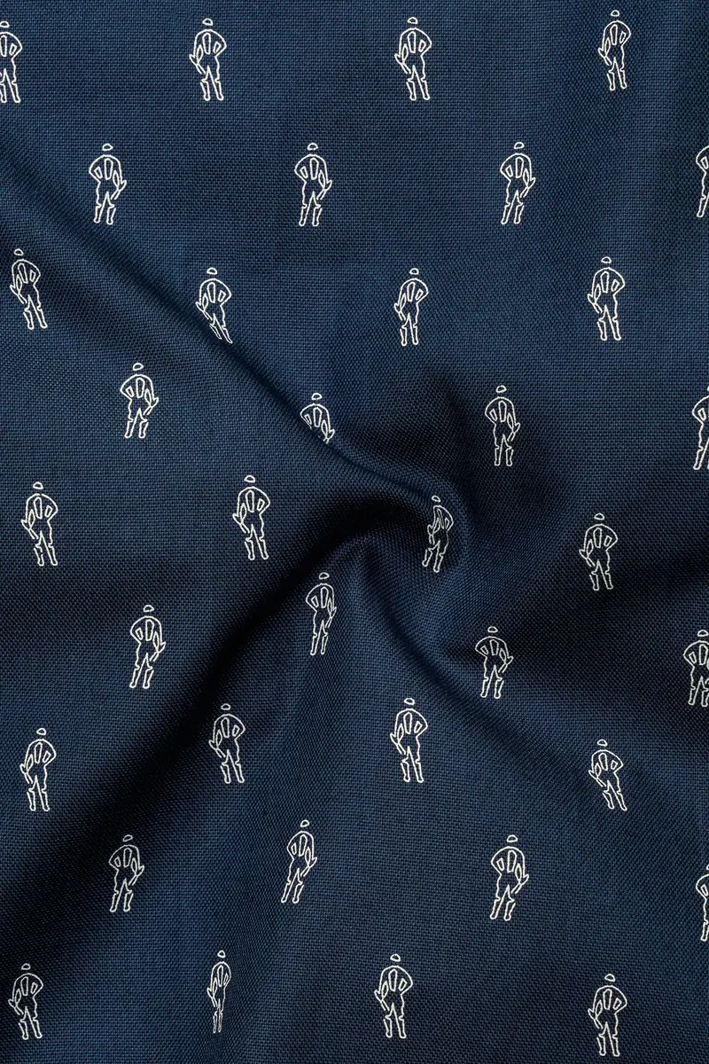 Firefly Blue Printed Royal Oxford Shirt 3
