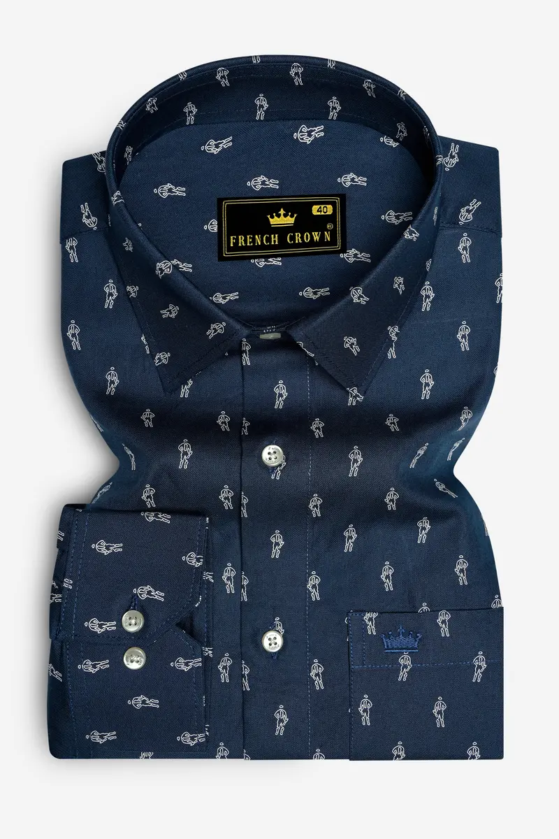 Firefly Blue Printed Royal Oxford Shirt 4