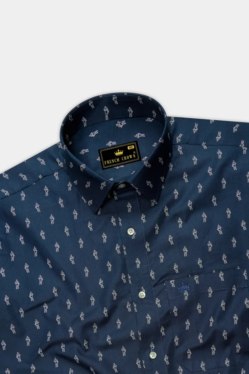 Firefly Blue Printed Royal Oxford Shirt 5