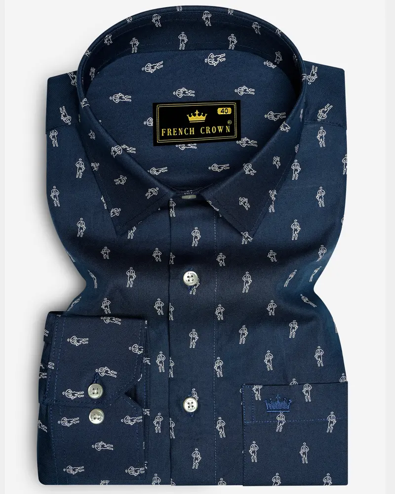 Firefly Blue Printed Royal Oxford Shirt 6